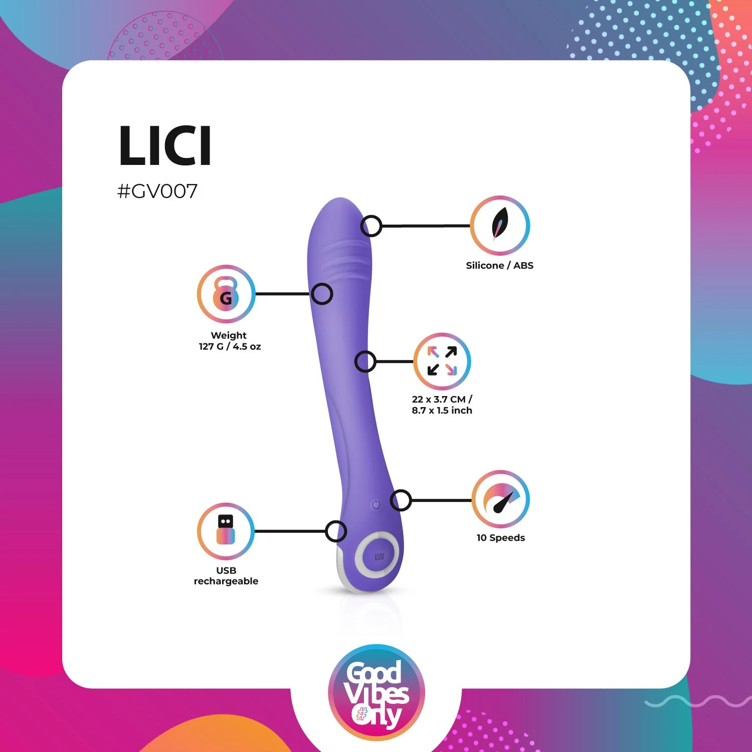 Wiederaufladbarer Lici Vibrator mit USB-Ladekabel für G-Punktstimulation