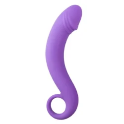 Lila Prostata-Dildo aus Silikon mit gebogener Form und runder Spitze