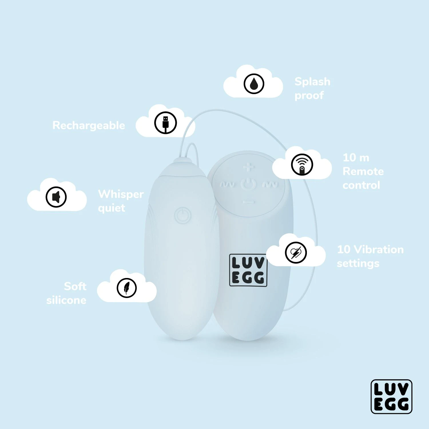 Wiederaufladbares LUV EGG Vibro-Ei mit USB-Ladekabel