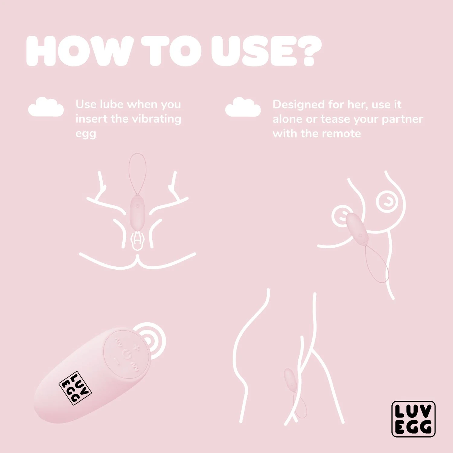 Rosa Vibro-Ei von LUV EGG mit Schnur zum Rausziehen