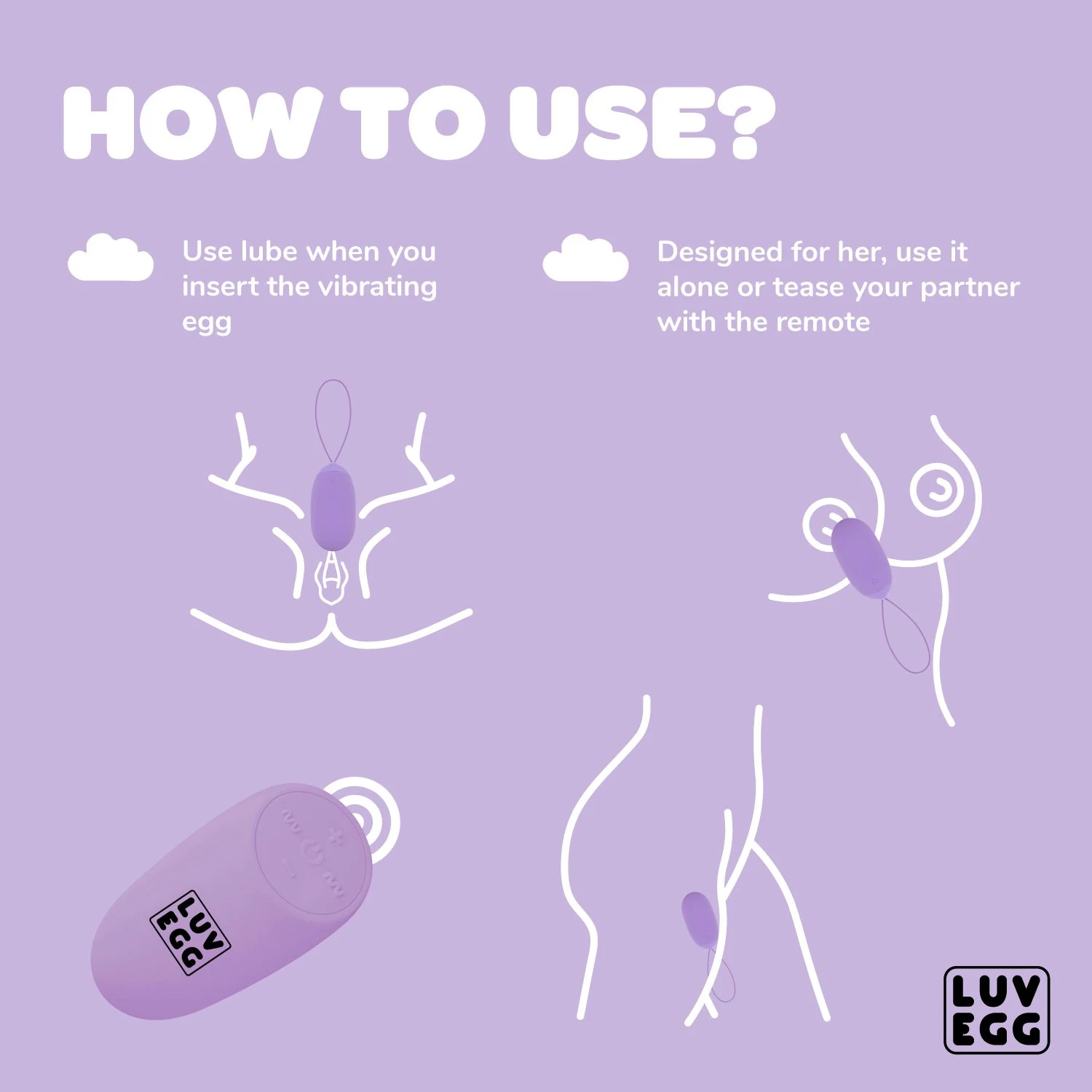 Lila Vibro Ei XL von LUV EGG mit kabelloser Fernbedienung