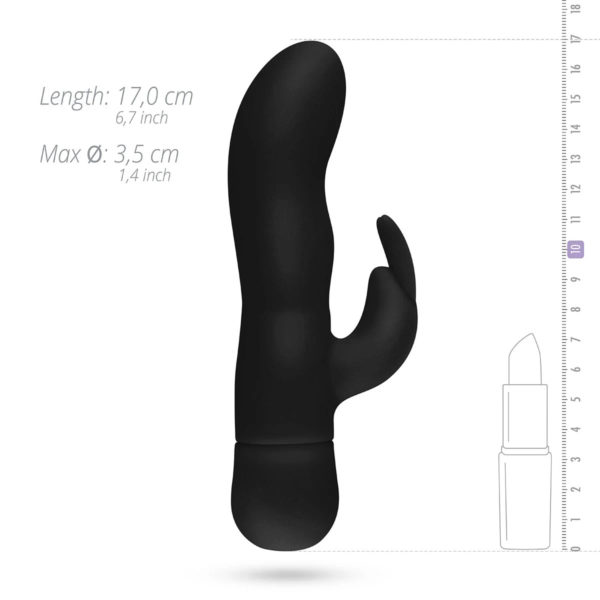 Mad Rabbit schwarz mit batteriebetriebener Vibration und gebogener Spitze