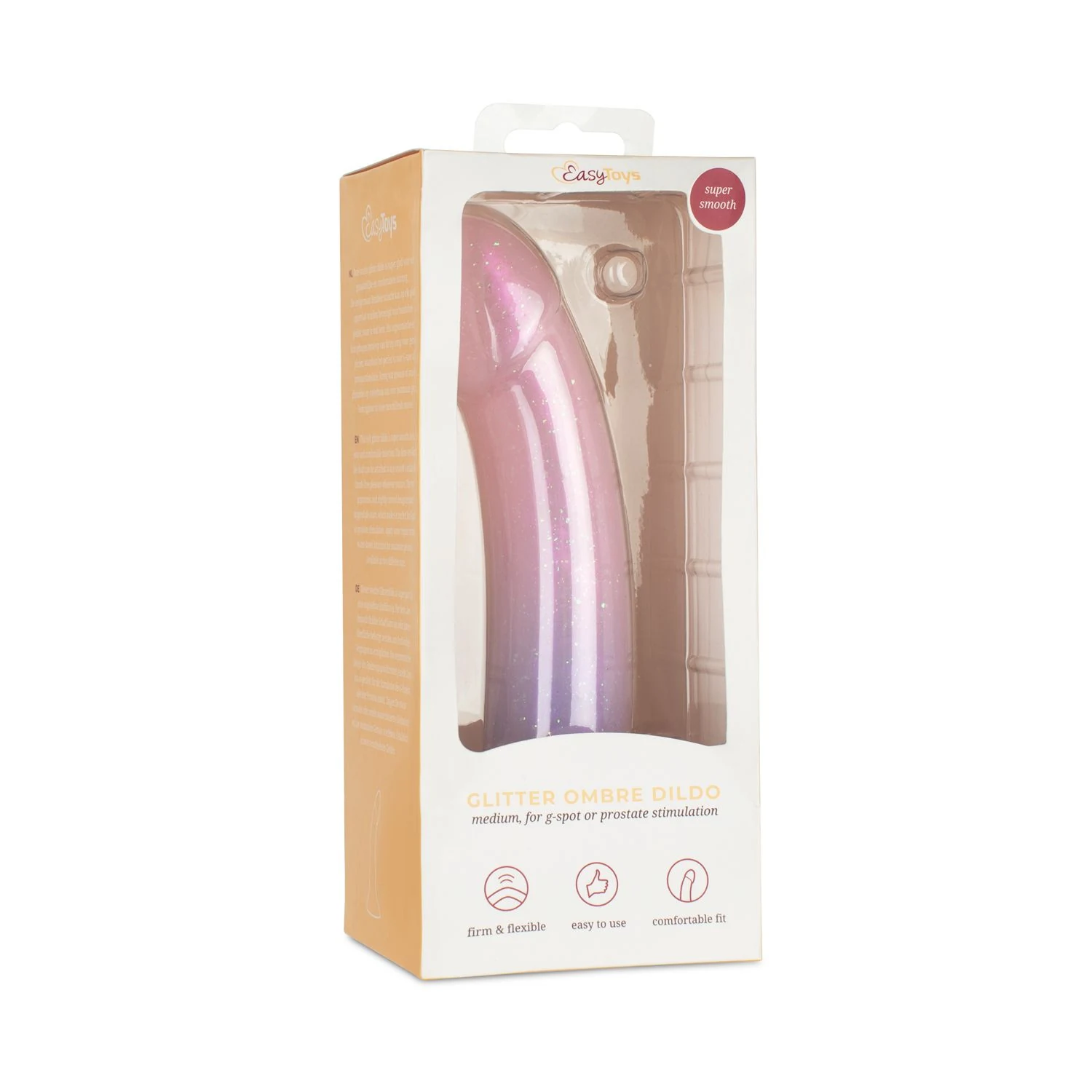 Wasserfester Dildo mit Saugnapf in Weiß und Ombre-Design