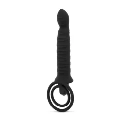 Men Only vibrierender Dildo mit Penisring in Schwarz mit zwei dehnbaren Ringen