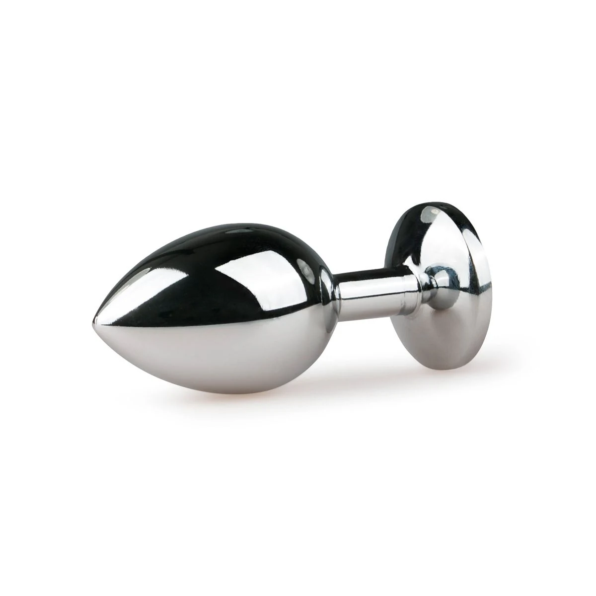 Zapfenförmiger Metall Analplug mit glattem Körper und rosa Zierstein