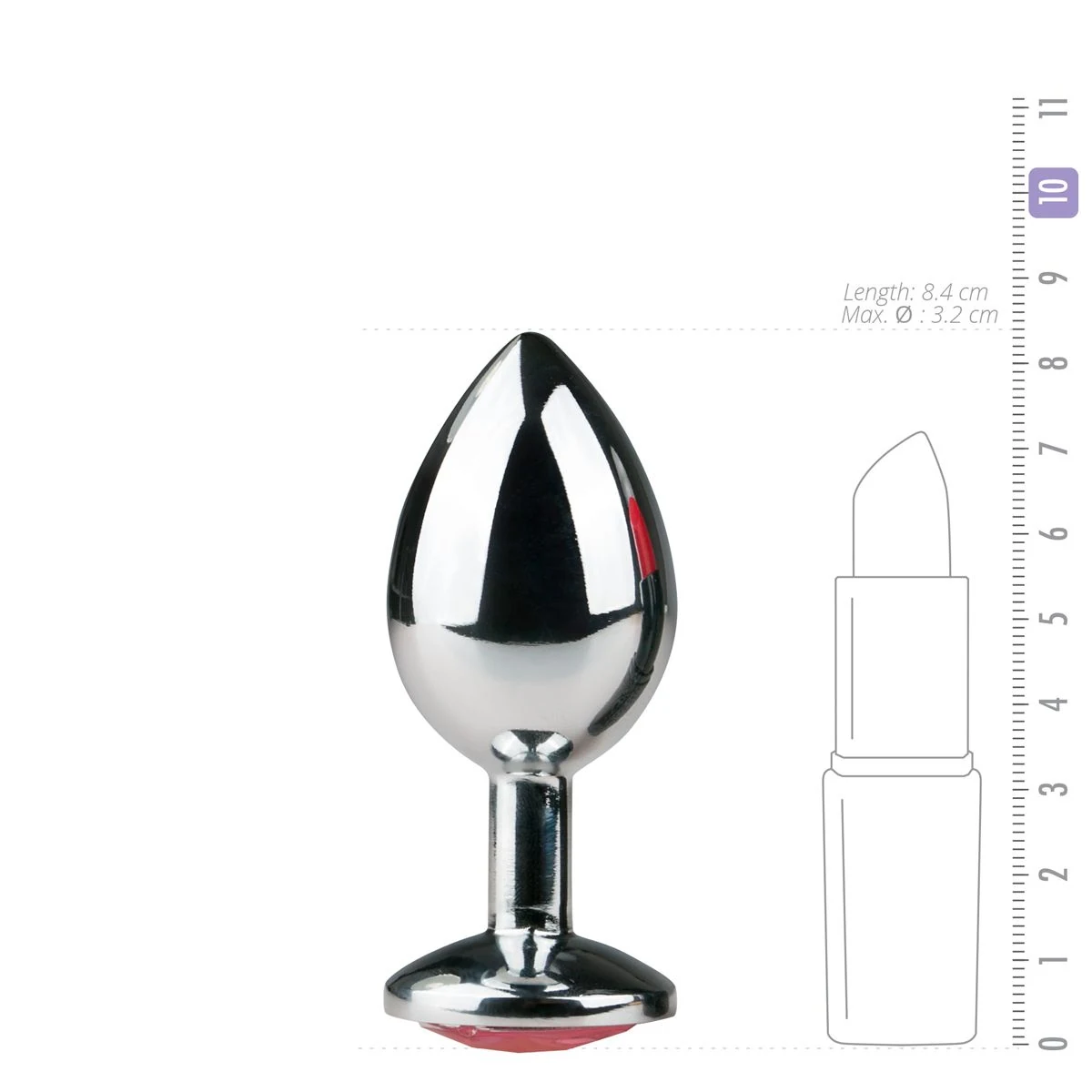 Metall Analplug für anale Lust, unisex, mit silbernem Körper und rosa Zierstein