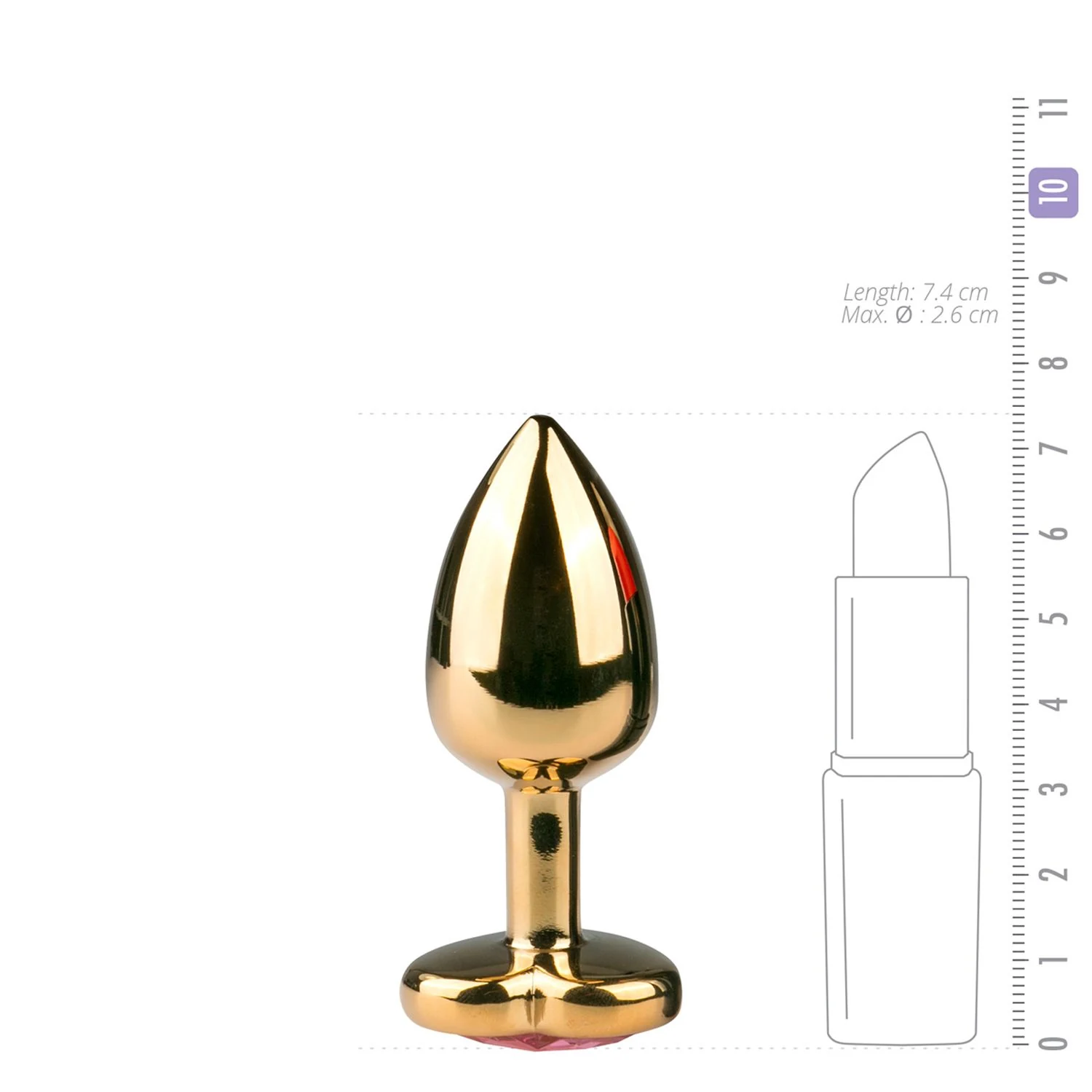 Metall Analplug für Anfänger mit 74 mm Länge und maximal 26 mm Durchmesser