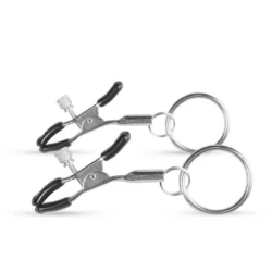 Metall Nippelklammern mit Ring, verstellbar und silberfarben