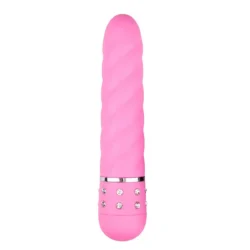 Mini-Vibrator in Pink von Toys mit geradem Schaft und gewindeartigen Rillen