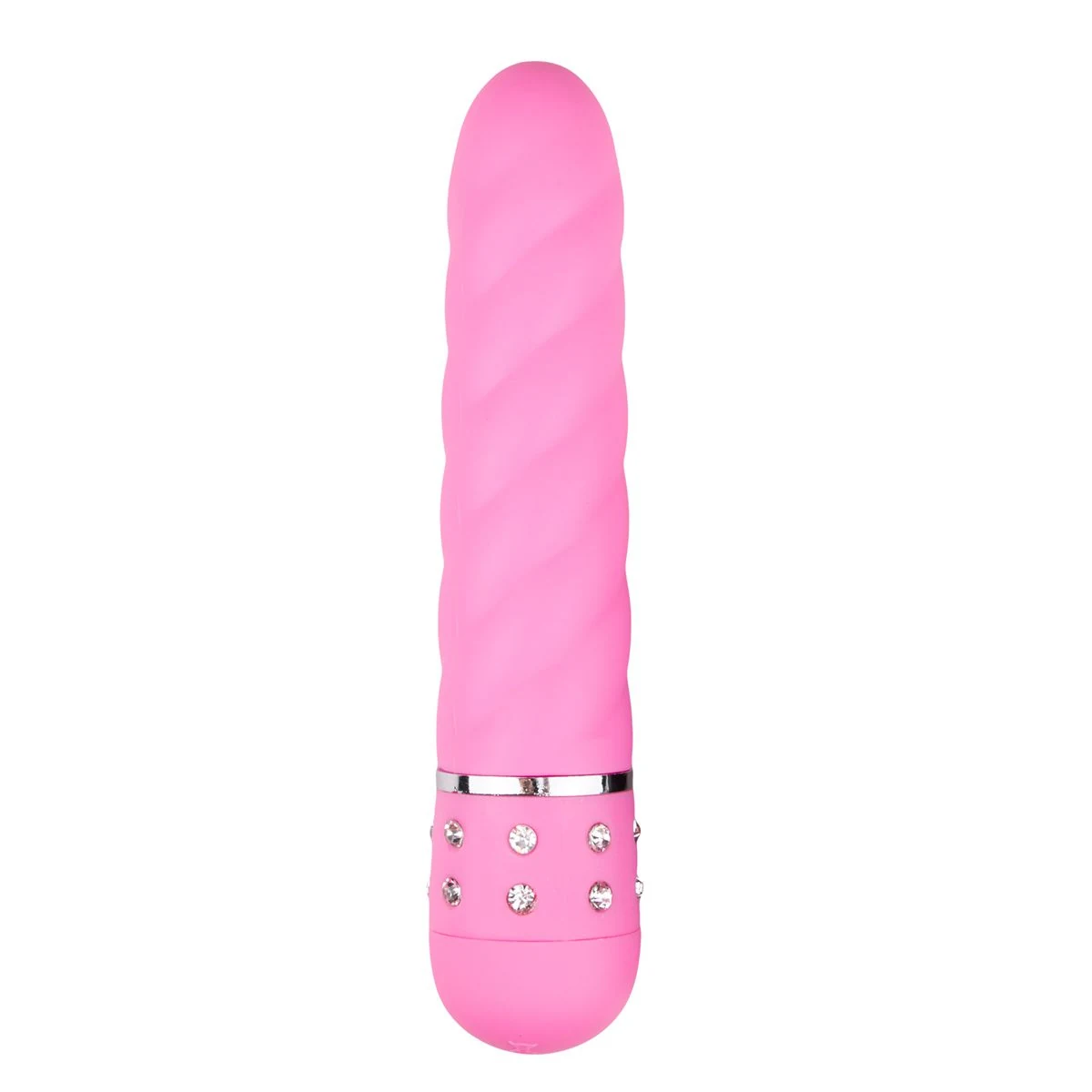 Mini-Vibrator in Pink von Toys mit geradem Schaft und gewindeartigen Rillen