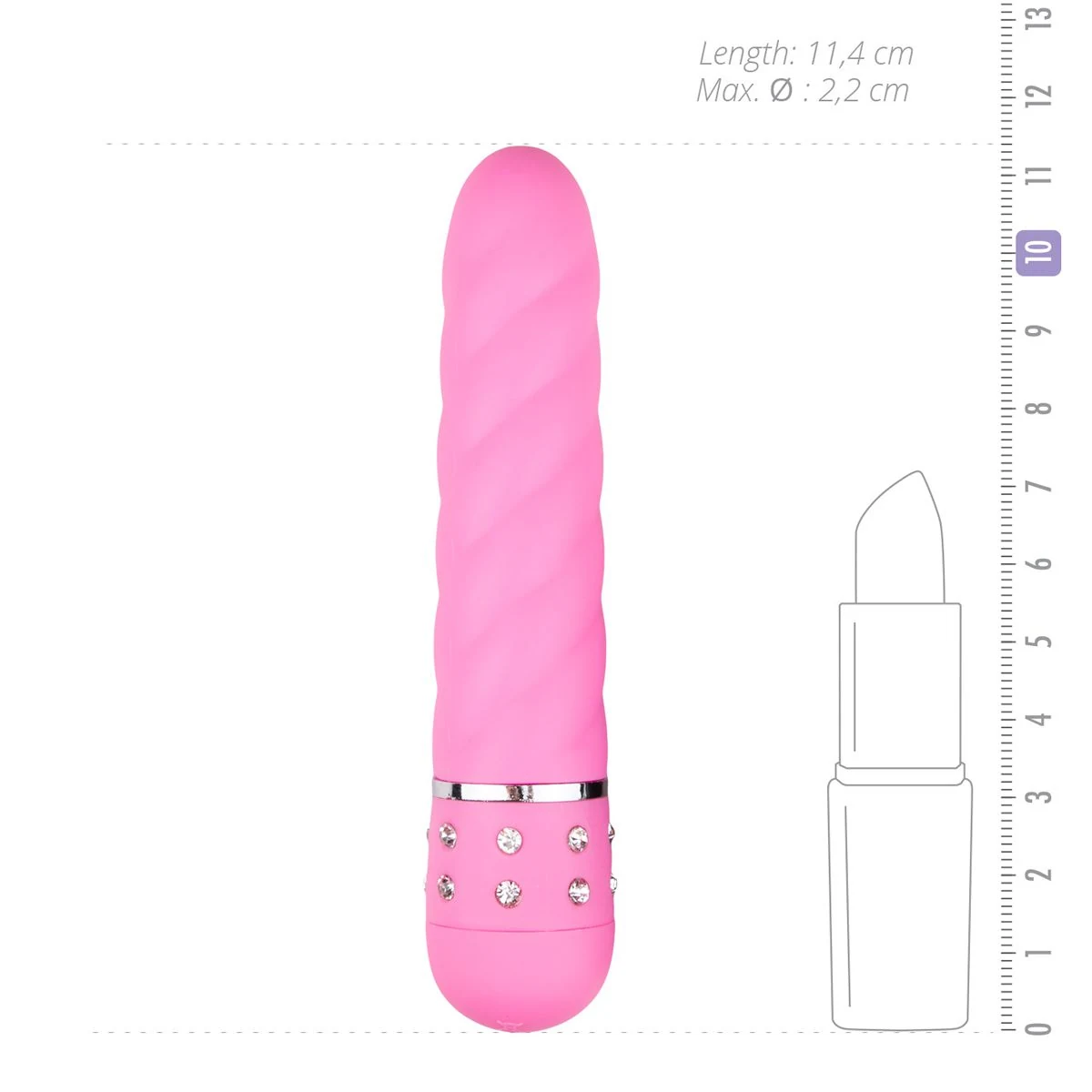 Toys Mini-Vibrator in Pink, 114 mm lang, mit geradem Schaft und Rillen
