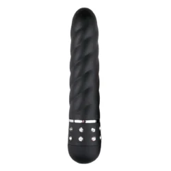 Mini Vibrator schwarz mit gewindeartigen Rillen und Drehknopf von Toys