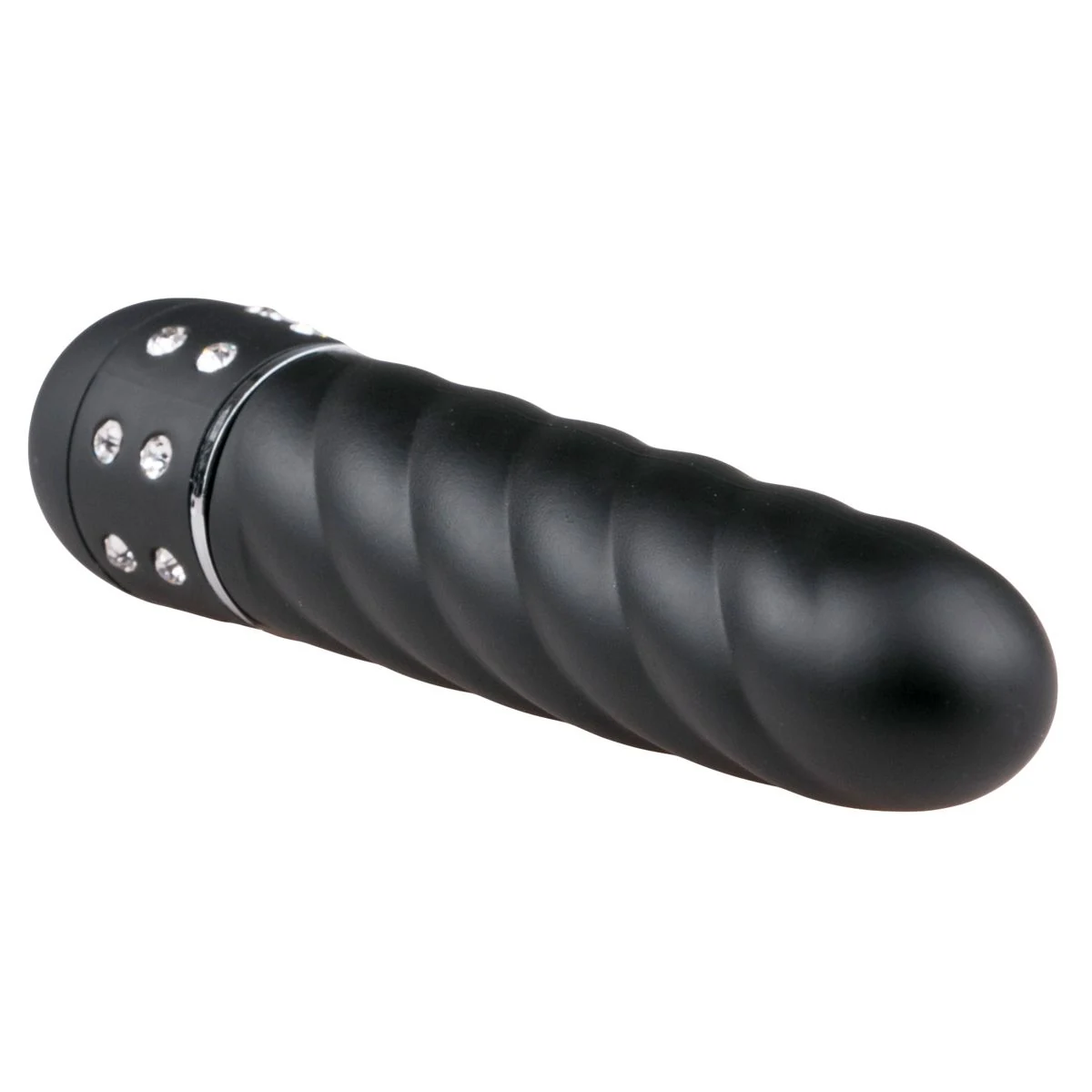 Toys Mini-Vibrator in Schwarz mit gerilltem Schaft für verstellbare Vibration