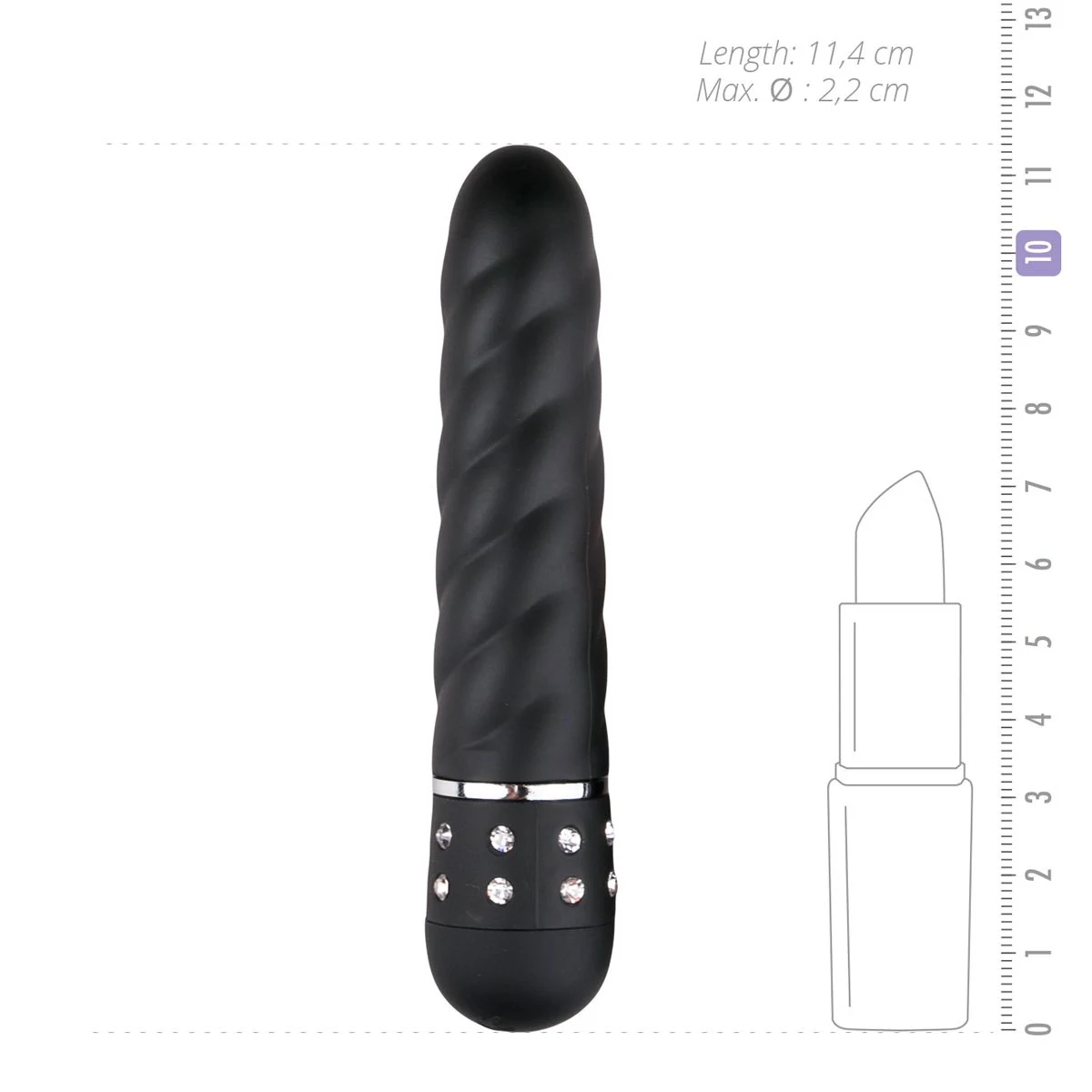 Kompakter Mini Vibrator schwarz mit Drehschalter und strukturierter Oberfläche