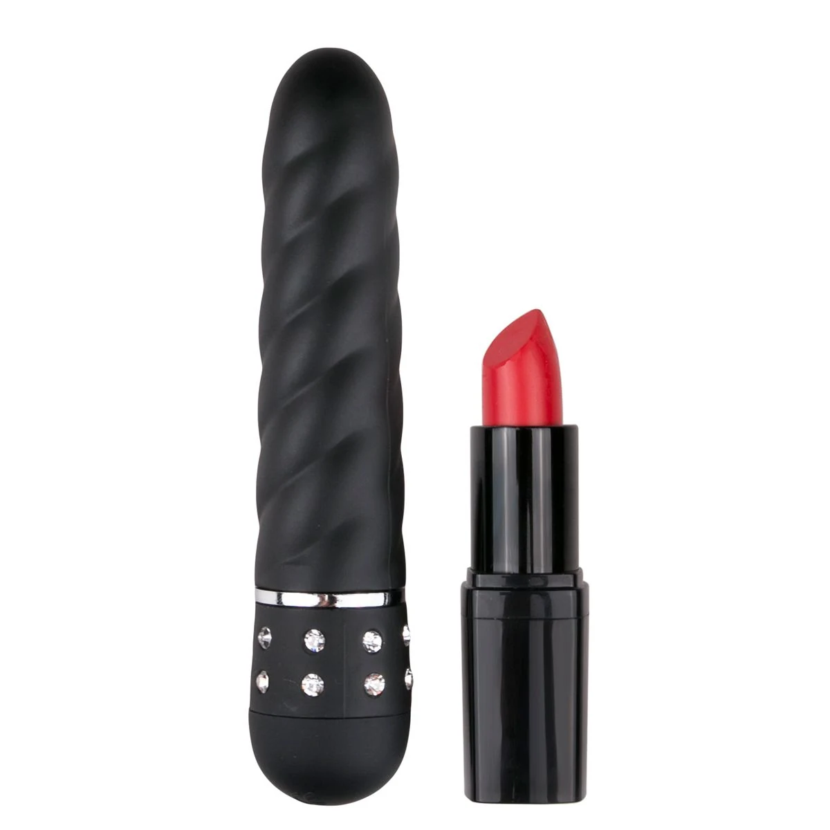 Schwarzer Bullet Vibrator von Toys mit 114 mm Länge und Rillen im Schaft