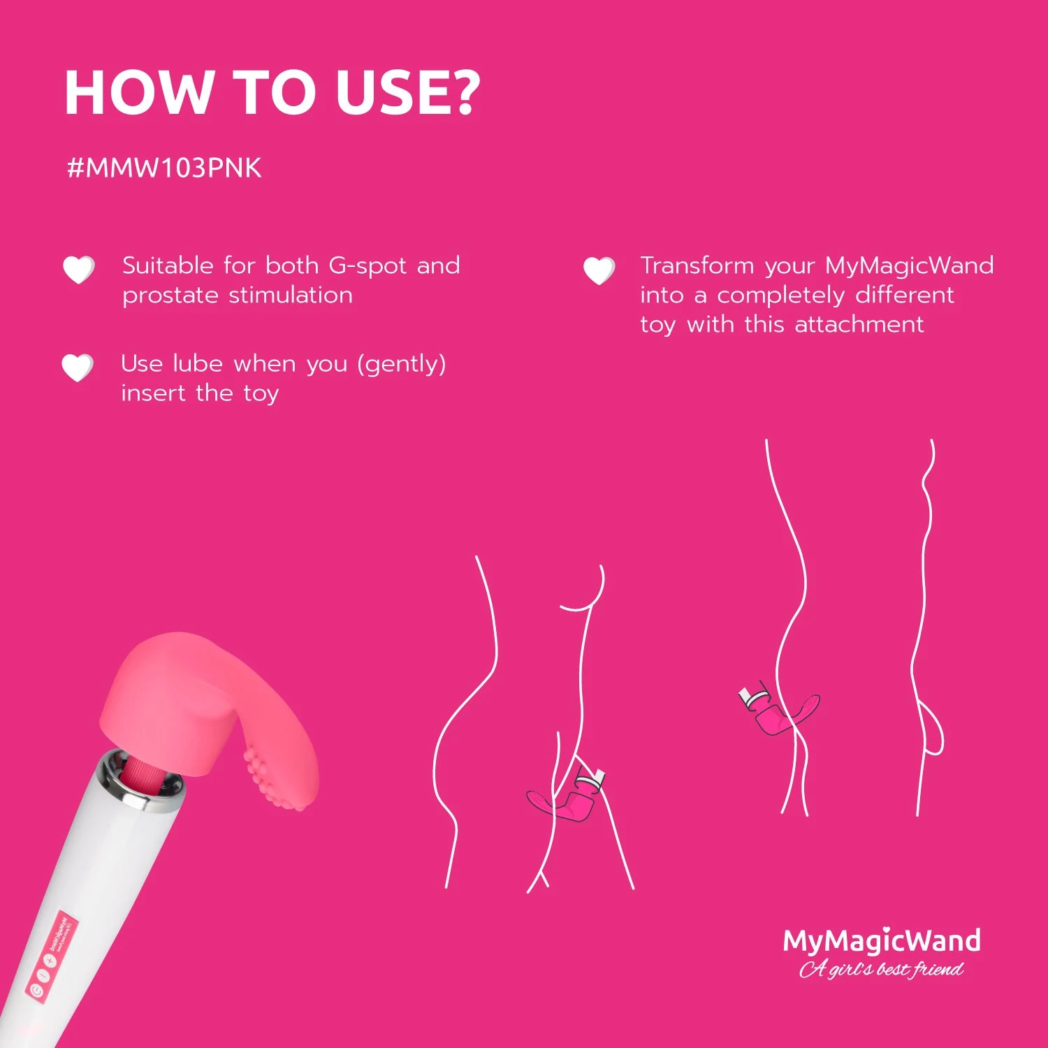 Weicher, flexibler MyMagicWand Aufsatz aus Silikon in Rosa