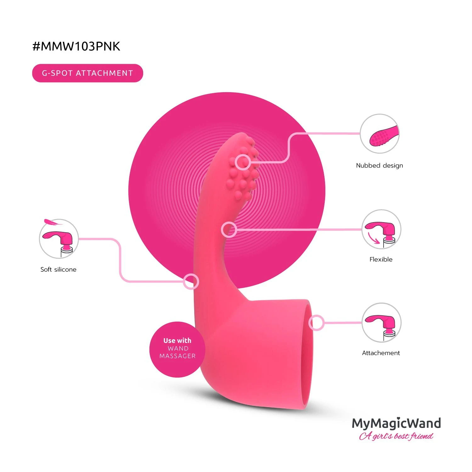 Flexibler Aufsatz aus Silikon für MyMagicWand Massagestab