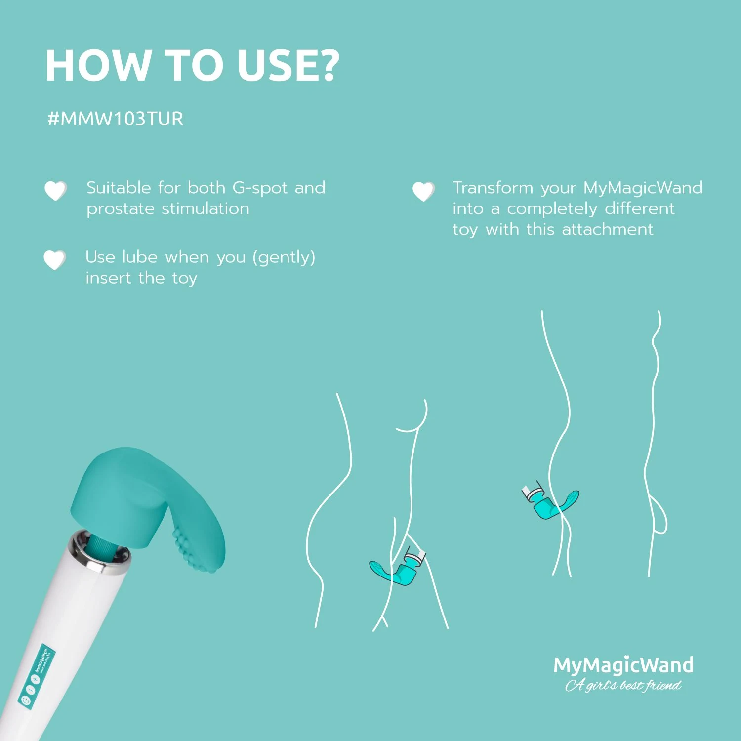Weicher Silikonaufsatz von MyMagicWand in Türkis mit flexibler Form