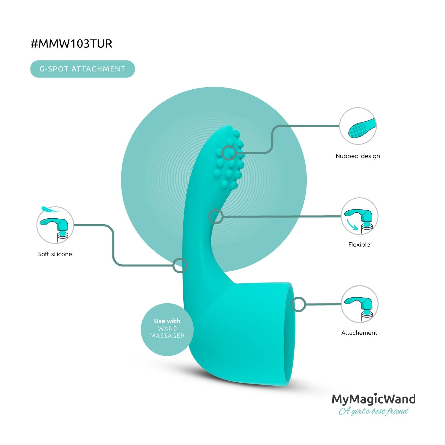MyMagicWand G-Punktaufsatz Türkis mit 60 mm Innendurchmesser