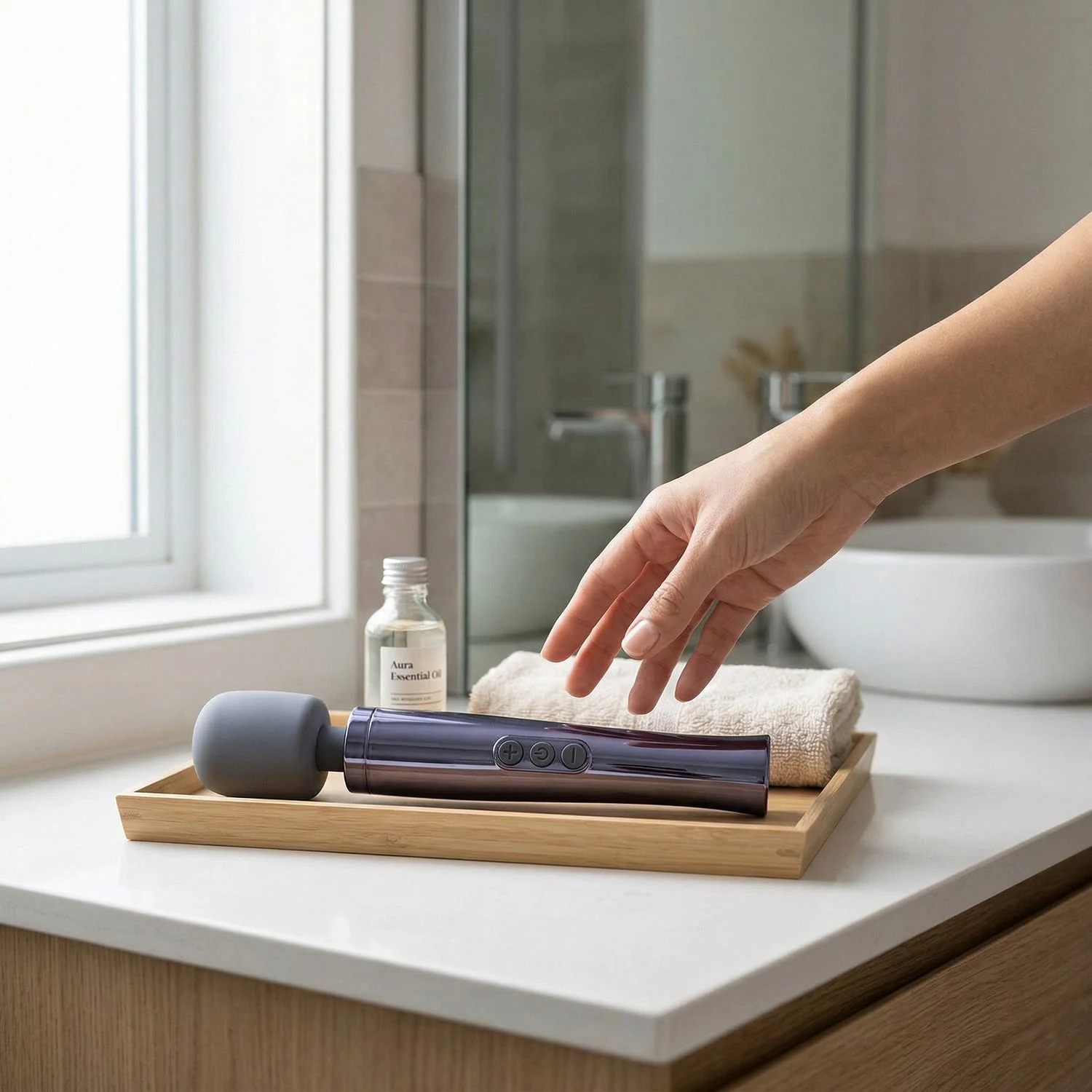 Grauer Wand Massager von MyMagicWand mit flexiblem Kopf