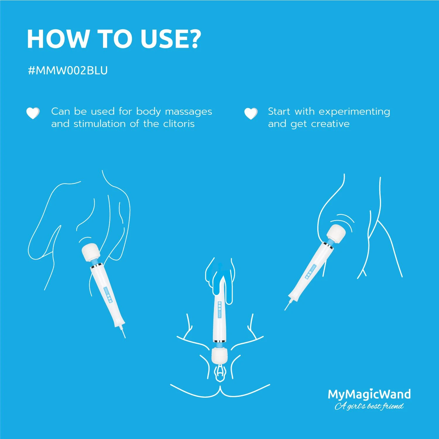 Blauer MyMagicWand Vibrator mit flexiblem Kopf und 6 Vibrationsstufen