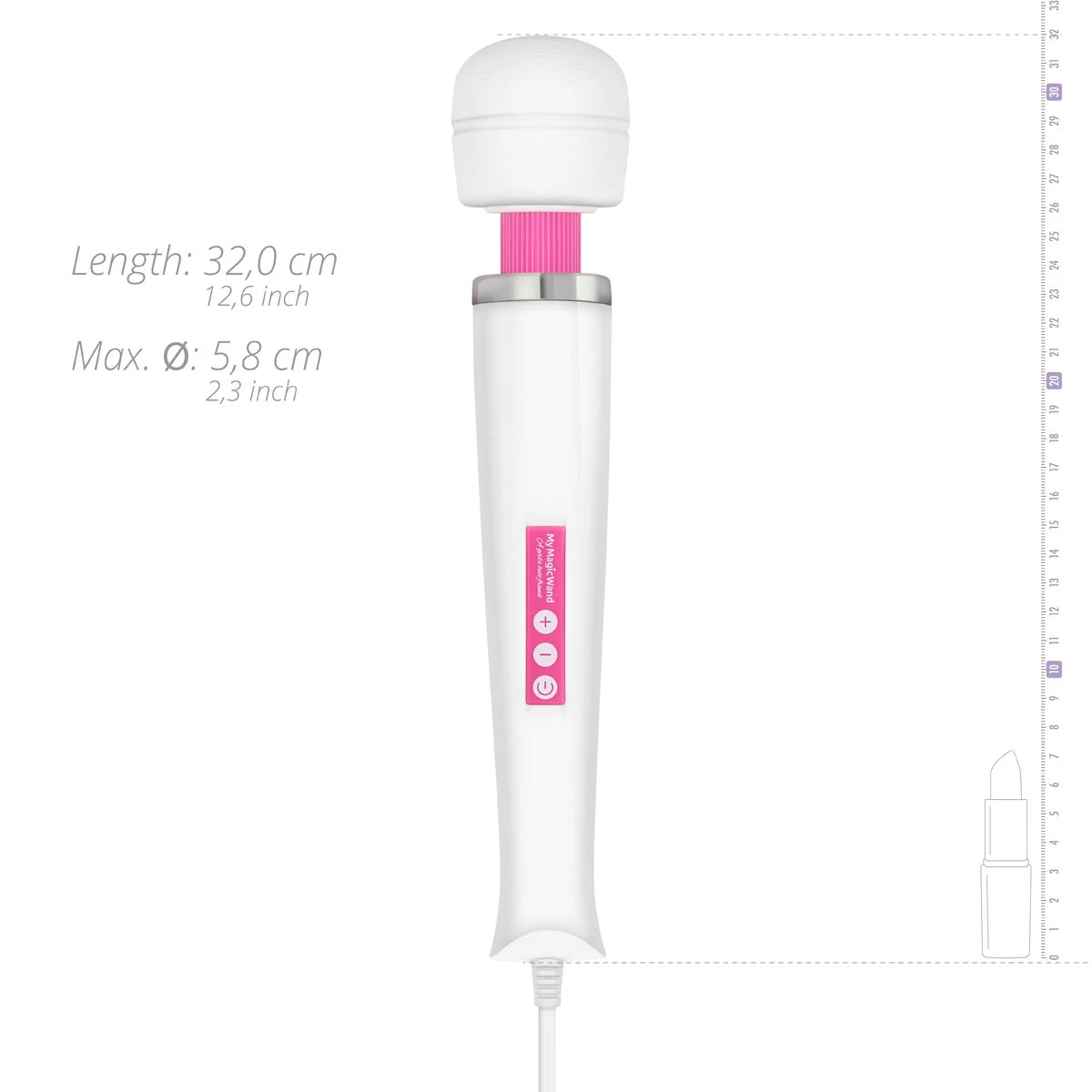 Rosa Wand Vibrator mit Standard Pulsierung und Druckknopf