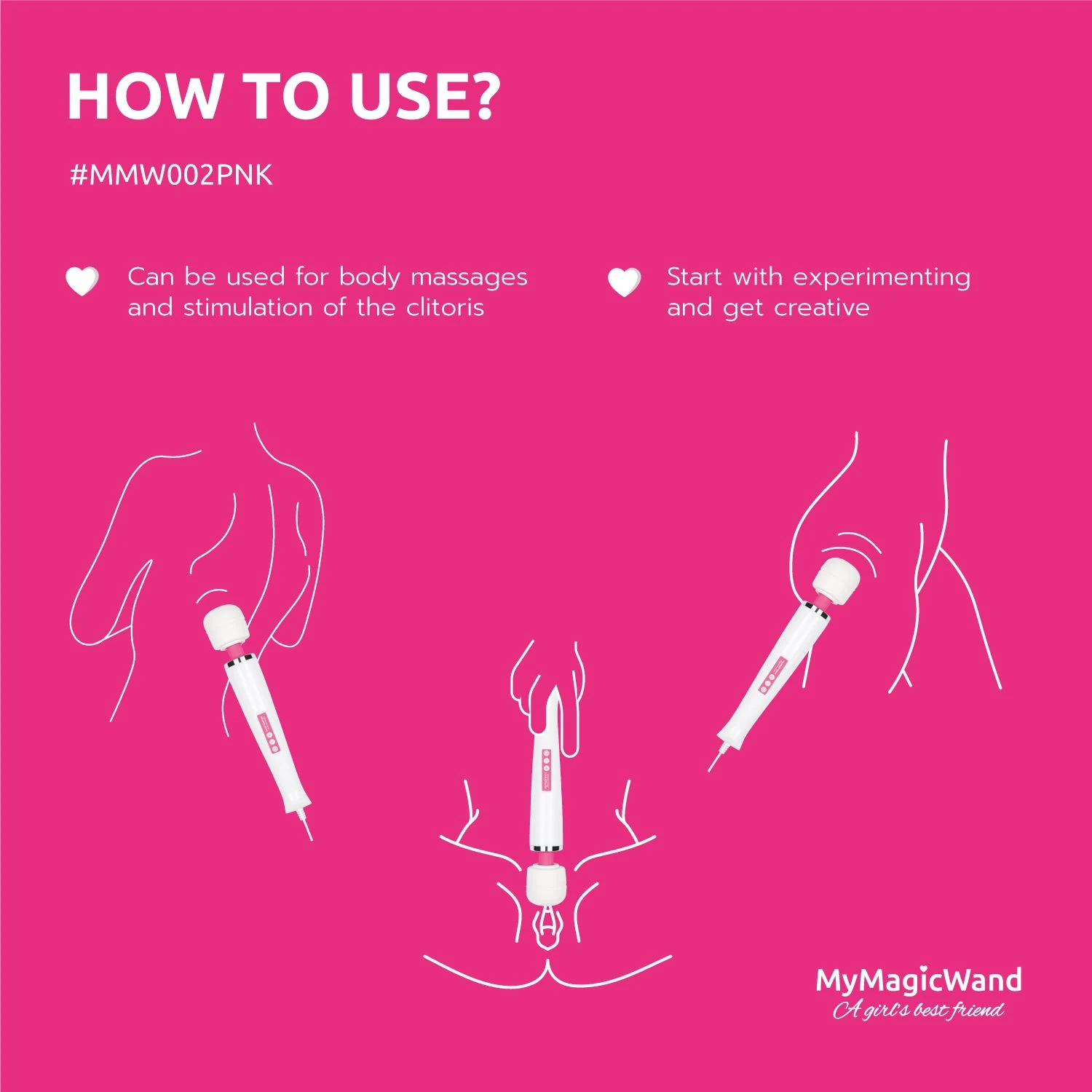 Rosa MyMagicWand Vibrator mit Druckknöpfen im Griff