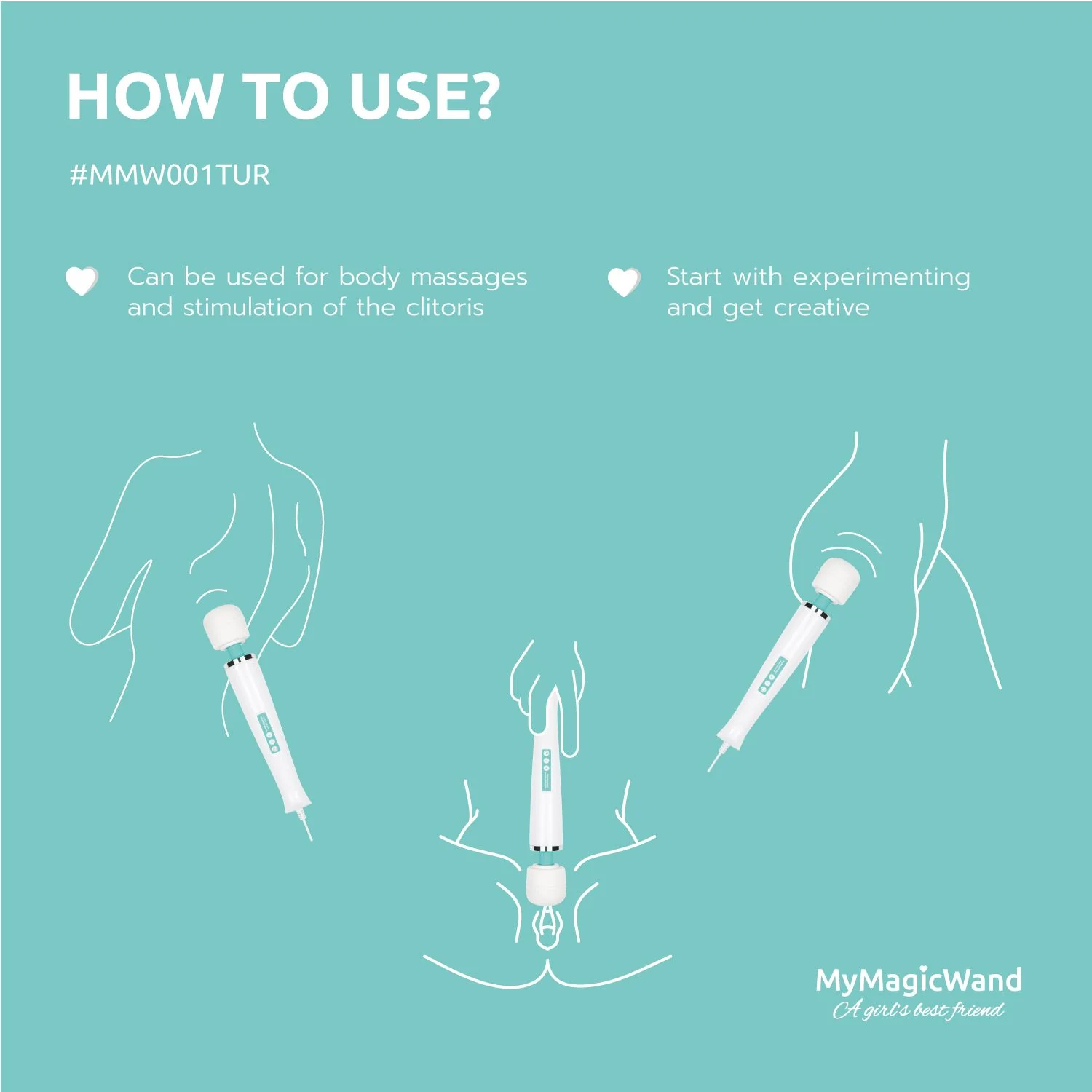 Türkiser MyMagicWand Vibrator mit Druckknöpfen im Griff