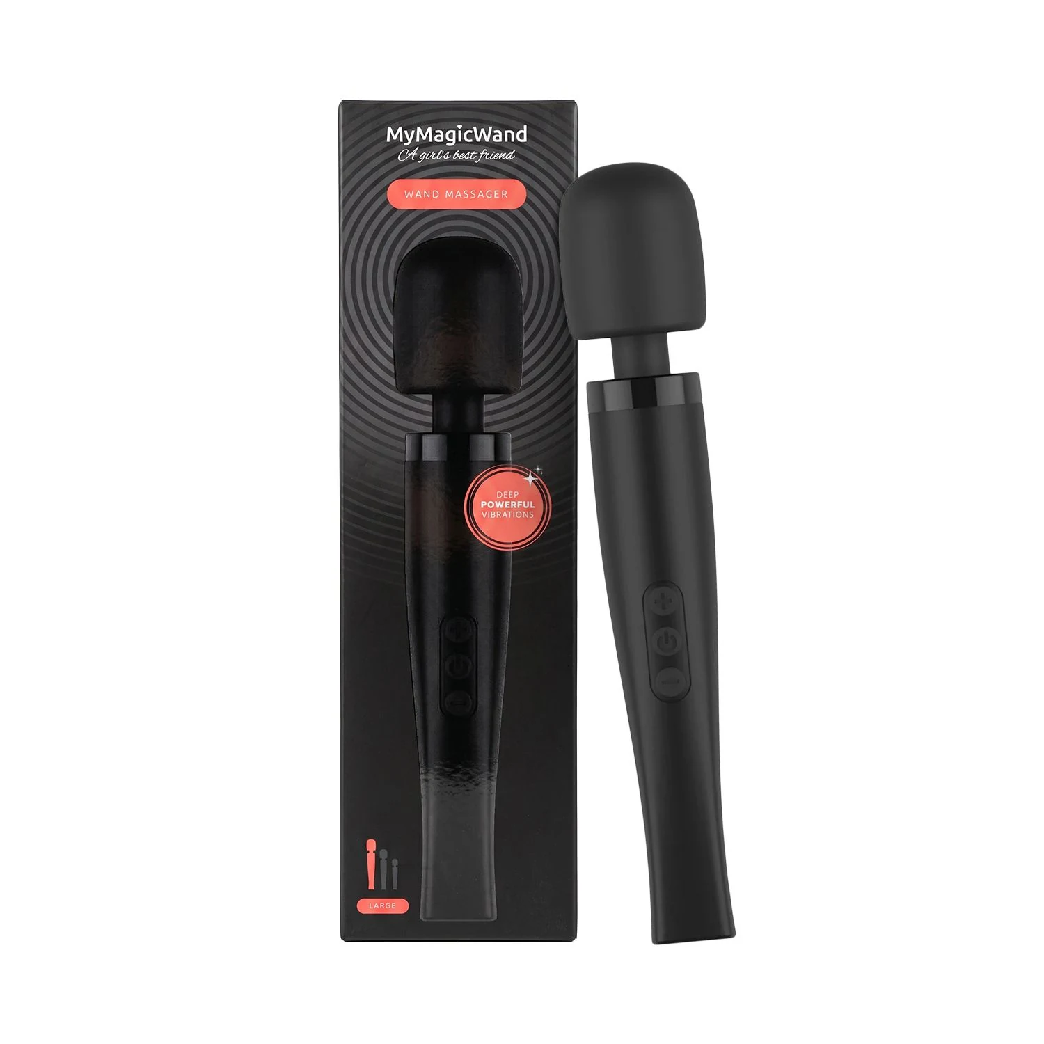 MyMagicWand Wandvibrator Large in Schwarz mit flexiblem Massagekopf