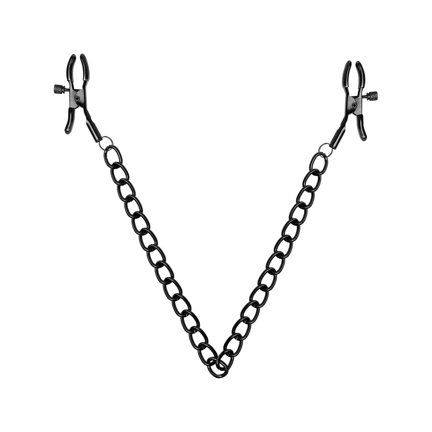 Schwarze Brustklemmen mit Metallkette, unisex und für Beginner geeignet
