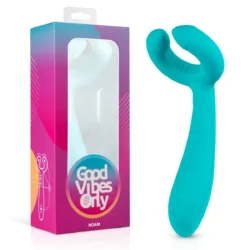 Noam Paarvibrator von Good Vibes Only in Türkis mit Ring und gebogenem Schaft