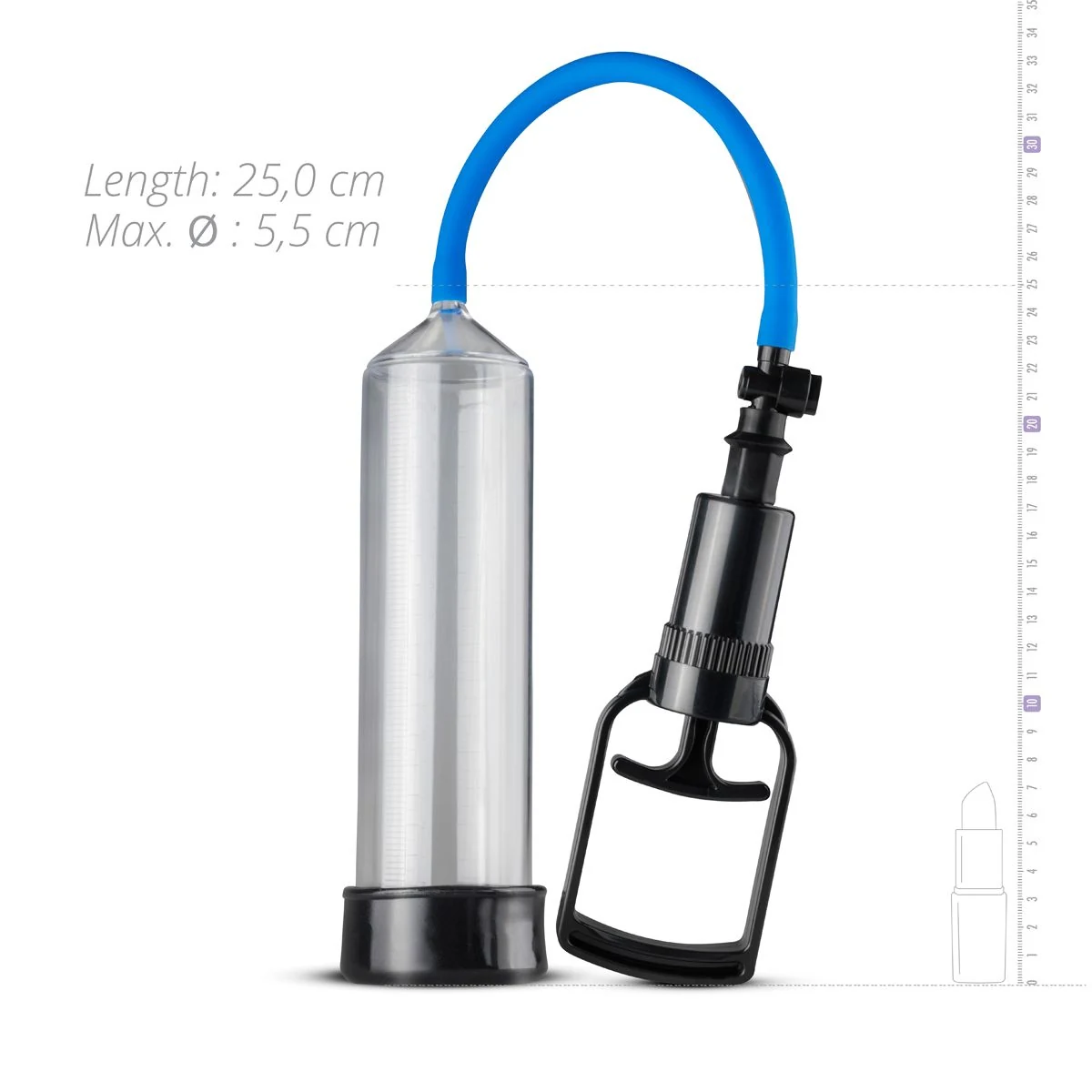Penispumpe mit Griff für Penis-Stimulation und wasserbasiertes Gleitmittel