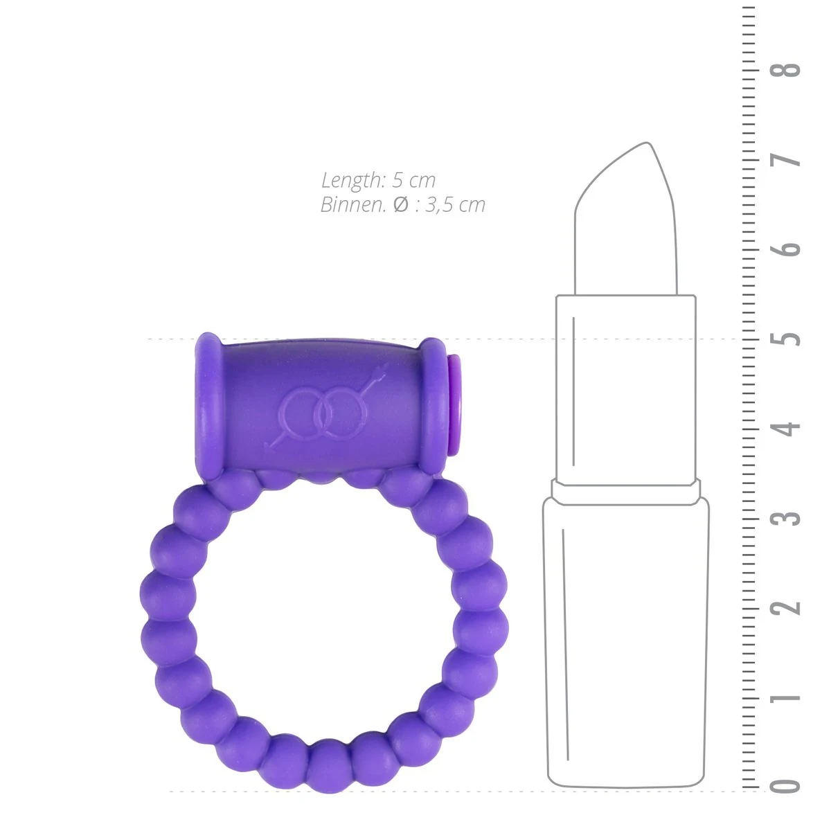 Lila Cockring mit Mini-Vibrator, 50 mm Länge und 35 mm Innendurchmesser
