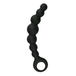 Schwarzer Perlen Anal Plug aus Silikon mit Fingerschlaufe, 19 cm Länge