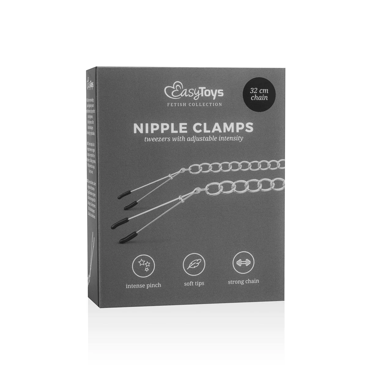 Unisex Pinzetten-Nippelklemmen Silber mit Schutzkappen und Kette