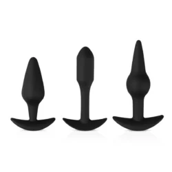 Pleasure Kit Analplug Set aus schwarzem Silikon mit drei Größen