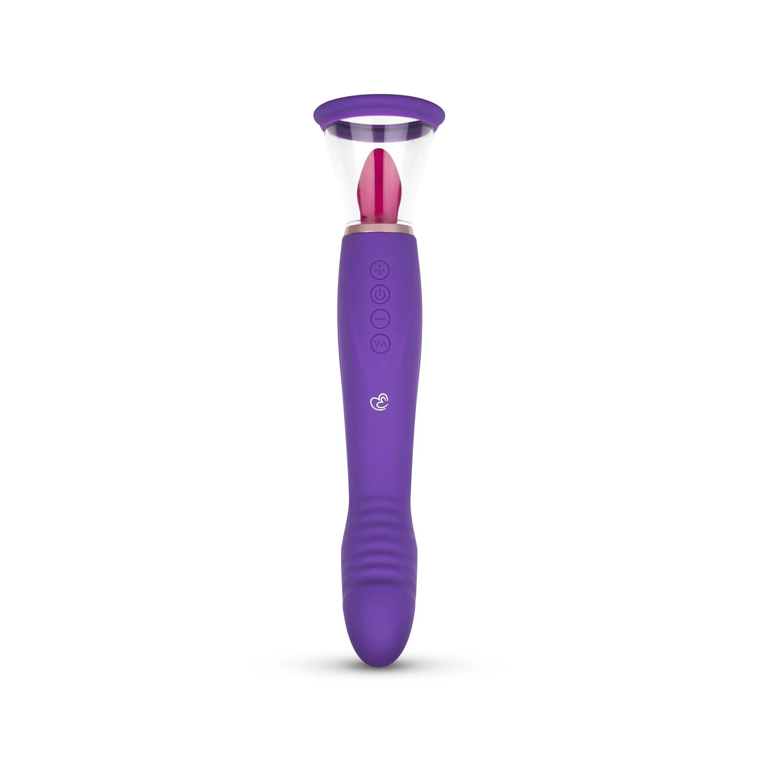 Lila Pleasure Pump mit G-Punkt-Vibrator und stimulierender Zunge