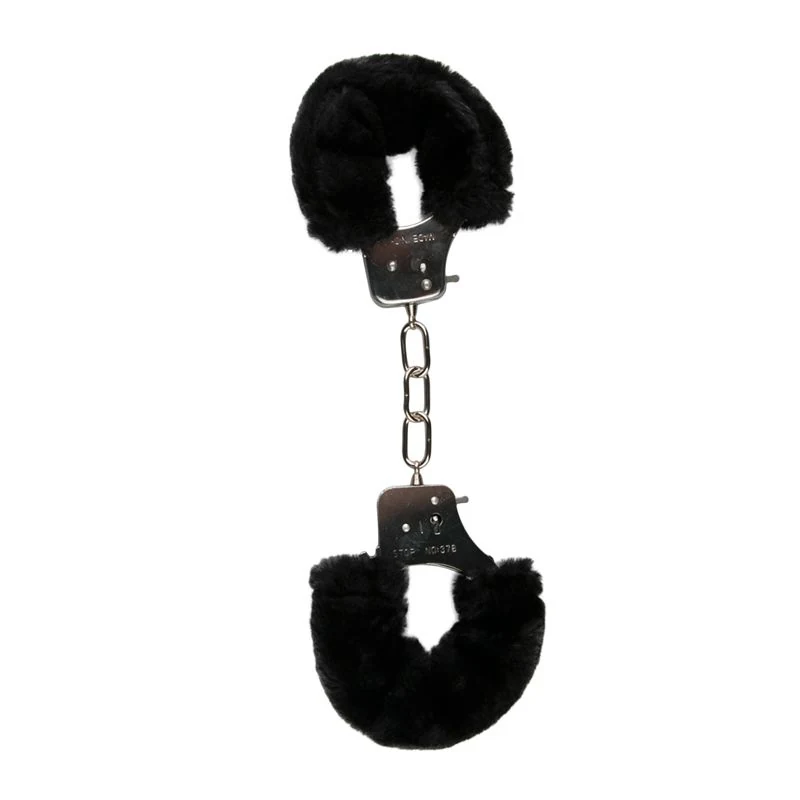 Schwarze Plüschhandschellen von Toys Fetish Collection für komfortables Fesseln