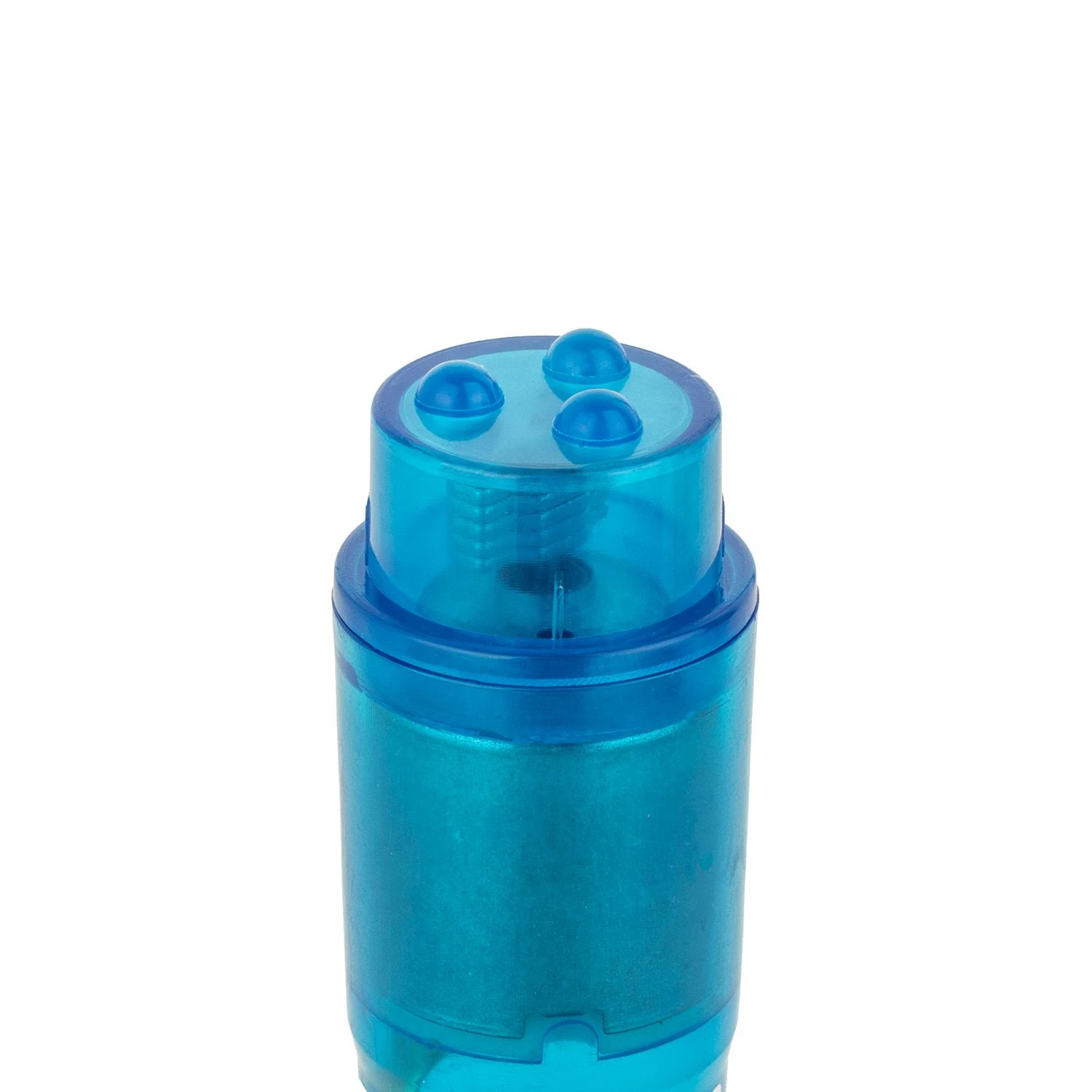 Blauer Toys Pocket Rocket Mini Vibrator mit glattem Aufsatz und Noppen-Aufsätzen