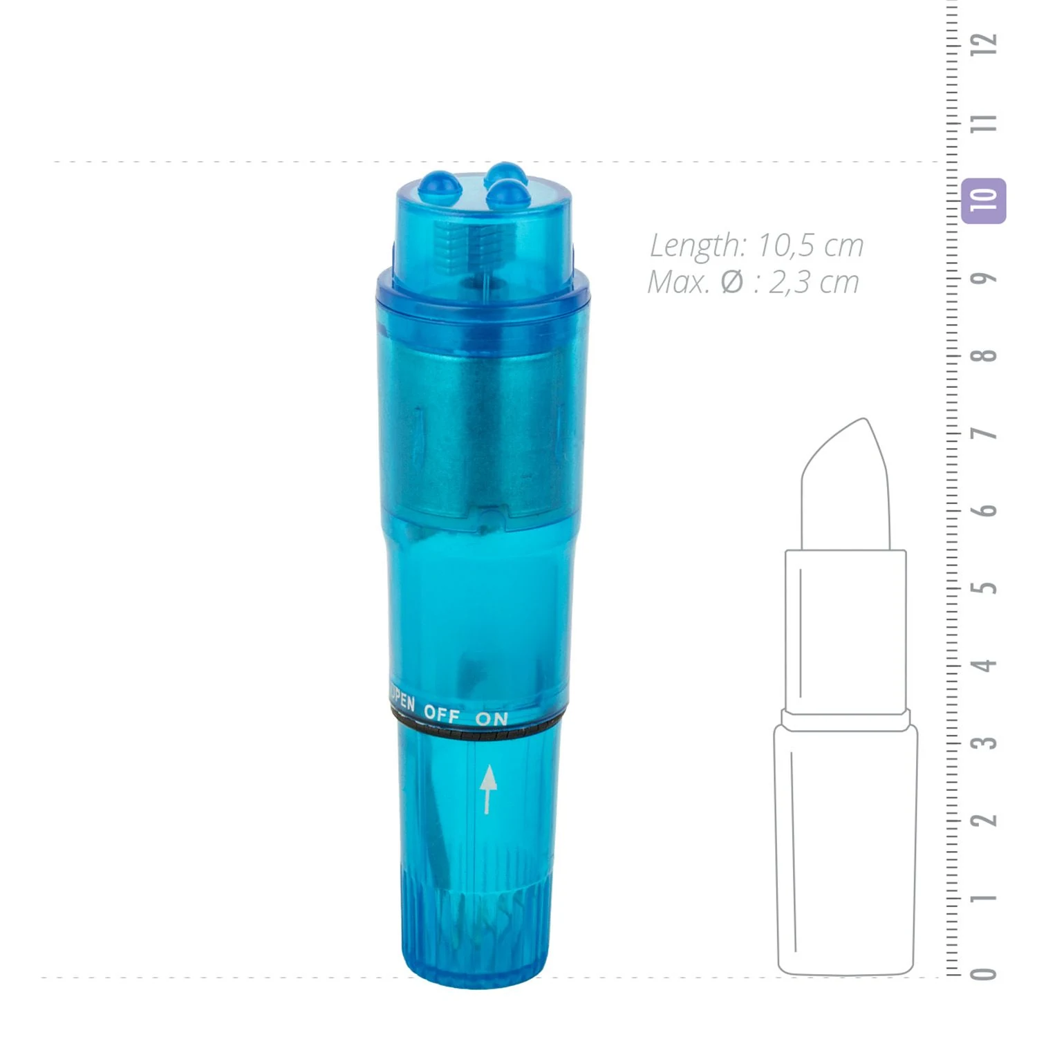 Pocket Rocket Blau, wasserfester Mini Vibrator mit Drehknopf und Batteriebetrieb