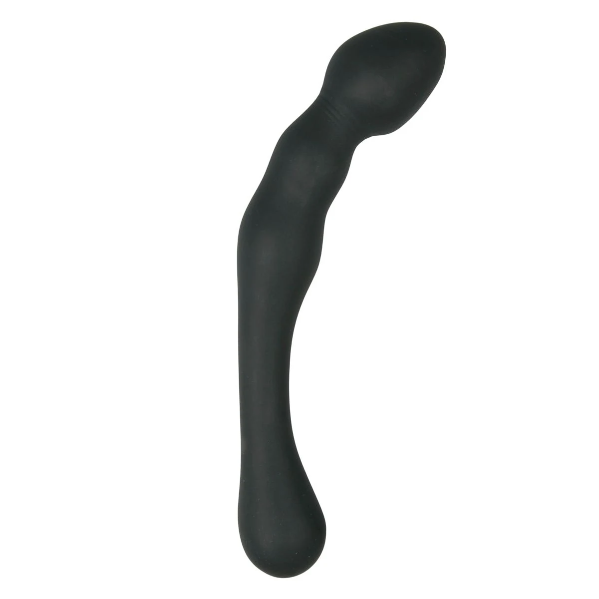 Schwarzer Prostata Dildo aus Silikon mit gebogenem Schaft und spitzer Spitze