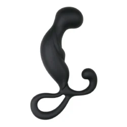 Gebogenes Prostata Massagegerät aus schwarzem Silikon mit glatter Struktur