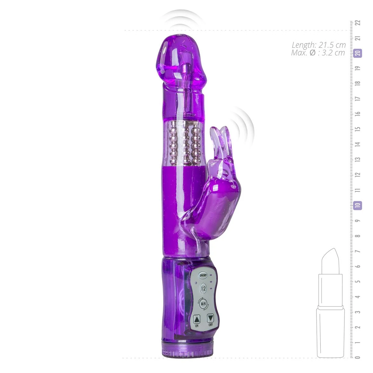Lila Rabbit Vibrator mit 12 Stufen und 32 mm maximalem Durchmesser