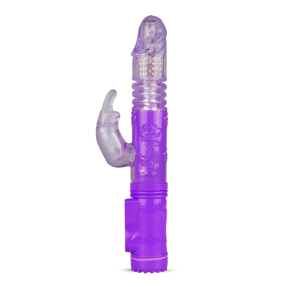 Rabbit Vibrator lila mit rotierenden Perlen im Schaft
