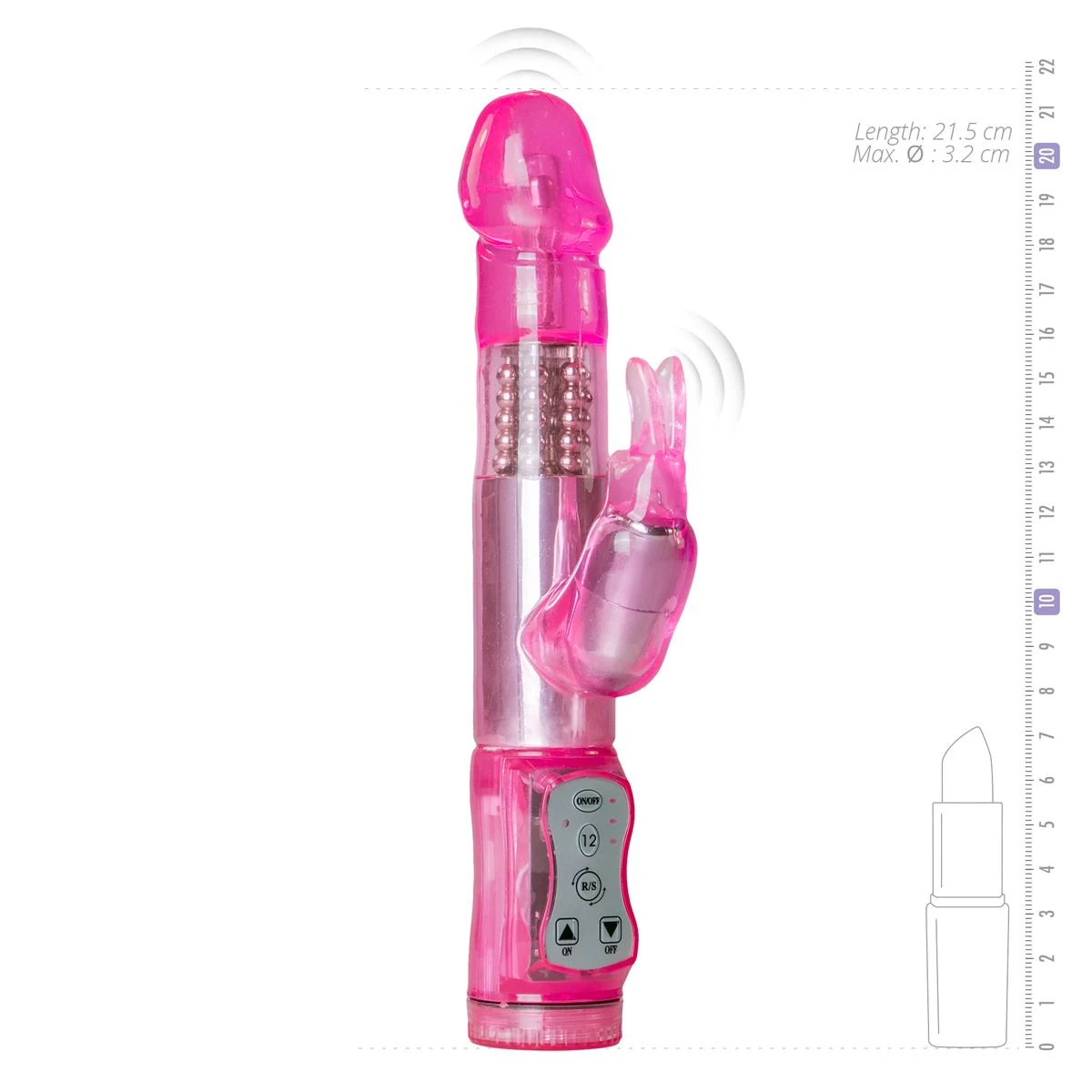 Rabbit Vibrator Pink mit 215 mm Länge und 110 mm Einführtiefe