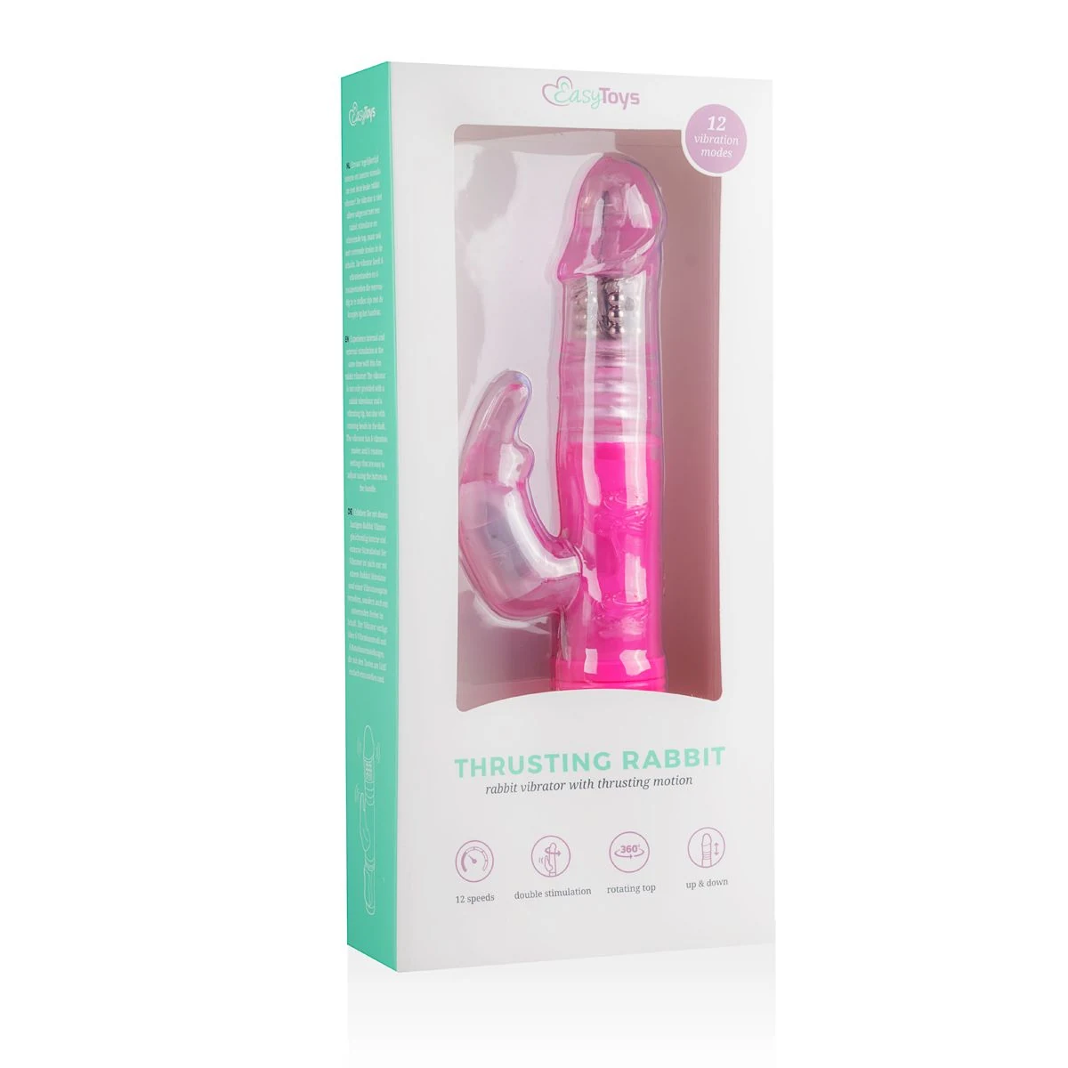 Toys Stoßender Hasen-Vibrator in Rosa mit rotierenden Perlen im Schaft