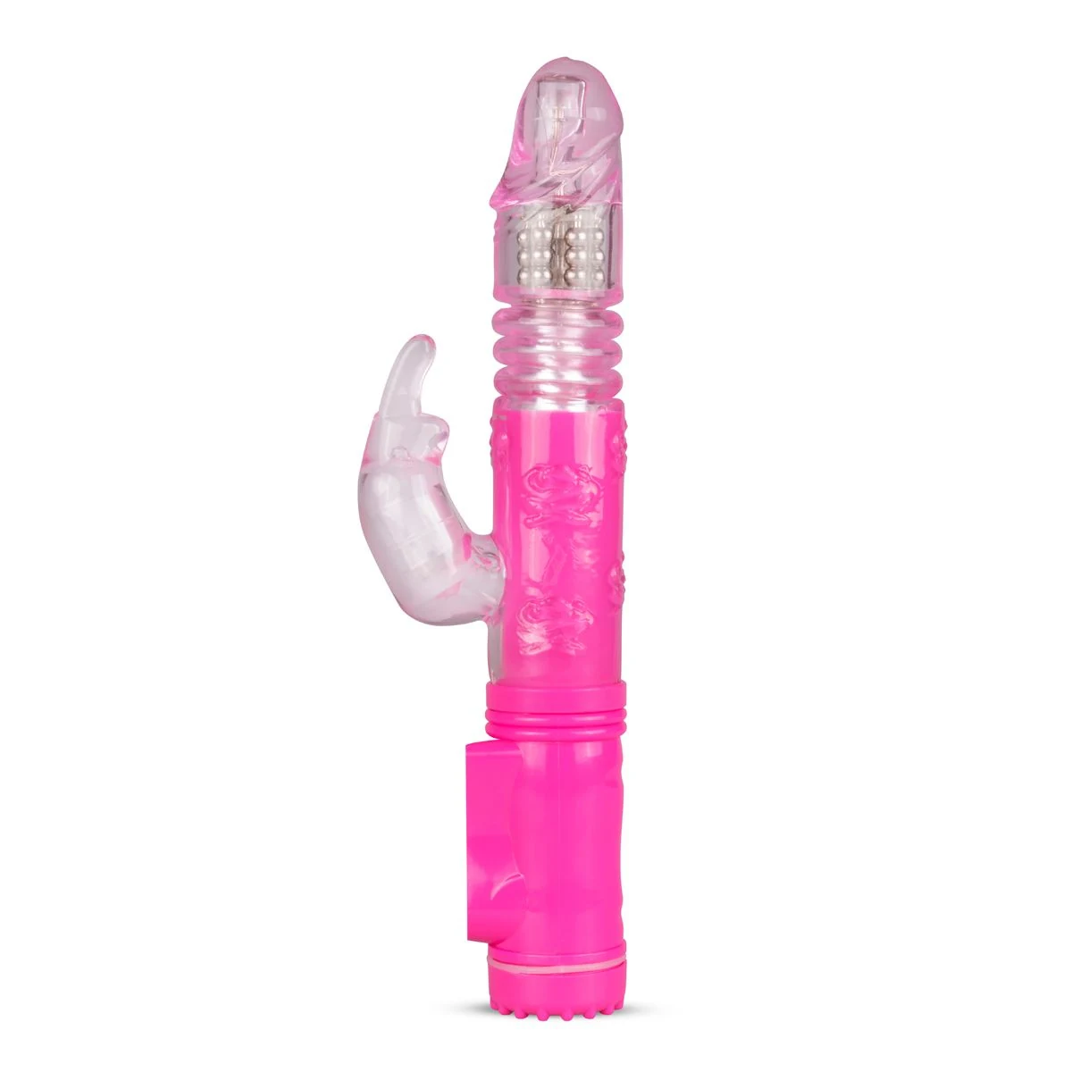 Rosa Hasen-Vibrator mit stoßendem Kopf für Klitoris- und Vagina-Stimulation