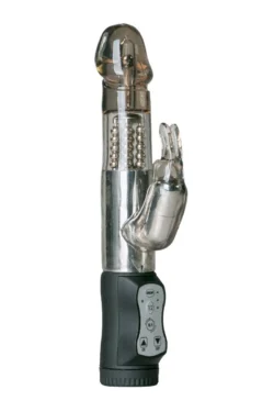 Rabbit Vibrator schwarz mit 12 Vibrationsstufen und Klitorisstimulator