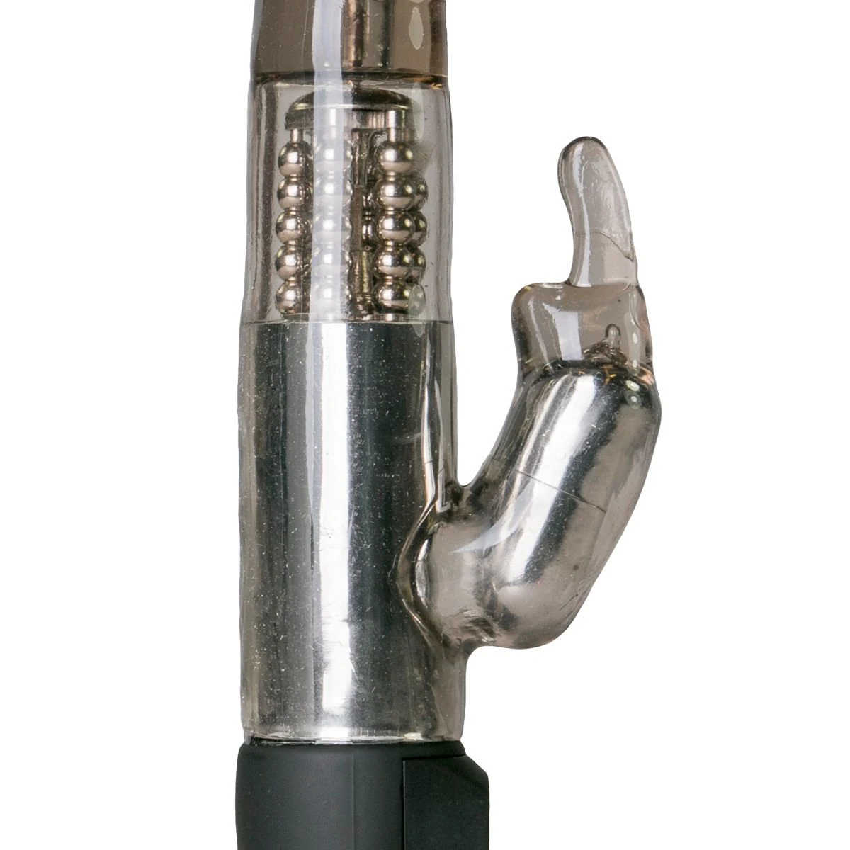 Rabbit Vibrator in Schwarz mit Rotationsperlen am Schaft