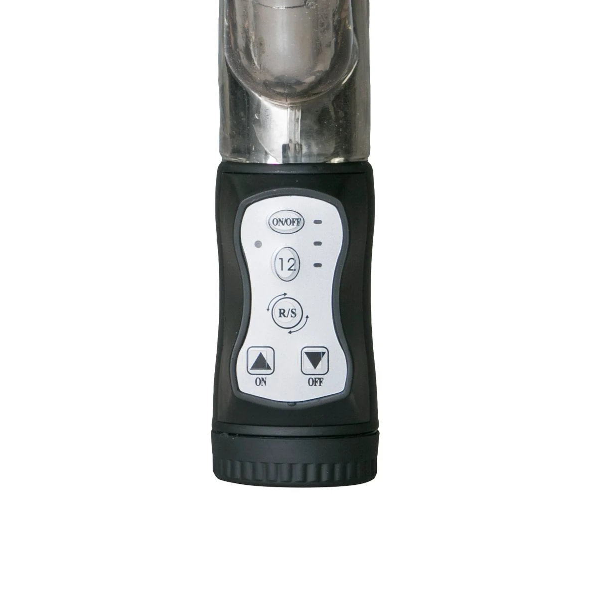 Schwarzer Vibrator mit Bunny Klitorisstimulator und Druckknopf-Bedienung